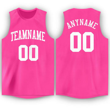 Custom Pink White Round Neck Basketball Jersey - Fcustom