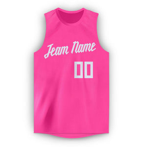 Custom Pink White Round Neck Basketball Jersey - Fcustom