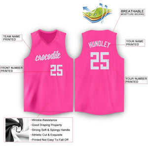 Custom Pink White V-Neck Basketball Jersey - Fcustom