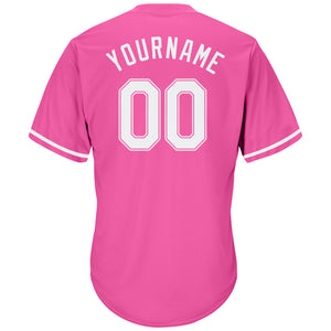 Custom Pink White-Pink Authentic Throwback Rib-Knit Baseball Jersey Shirt