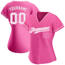 Load image into Gallery viewer, Custom Pink White Authentic Baseball Jersey
