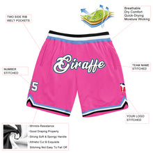 Load image into Gallery viewer, Custom Pink White-Light Blue Authentic Throwback Basketball Shorts
