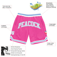 Load image into Gallery viewer, Custom Pink White-Light Blue Authentic Throwback Basketball Shorts
