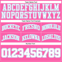 Load image into Gallery viewer, Custom Pink White-Light Blue Authentic Throwback Basketball Shorts
