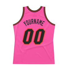 Load image into Gallery viewer, Custom Pink Black-Orange Authentic Throwback Basketball Jersey
