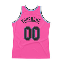 Load image into Gallery viewer, Custom Pink Black-Light Blue Authentic Throwback Basketball Jersey

