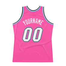 Load image into Gallery viewer, Custom Pink White-Light Blue Authentic Throwback Basketball Jersey
