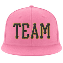 Load image into Gallery viewer, Custom Pink Black-Old Gold Stitched Adjustable Snapback Hat
