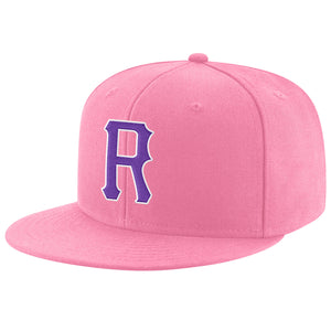 Custom Pink Purple-White Stitched Adjustable Snapback Hat