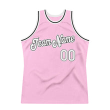 Load image into Gallery viewer, Custom Light Pink White-Black Authentic Throwback Basketball Jersey
