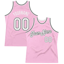 Load image into Gallery viewer, Custom Light Pink White-Black Authentic Throwback Basketball Jersey
