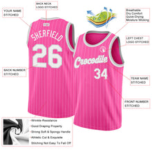 Load image into Gallery viewer, Custom Pink White Pinstripe White-Gray Authentic Basketball Jersey
