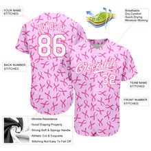 Load image into Gallery viewer, Custom Pink White 3D Pattern Design Breast Cancer Authentic Baseball Jersey
