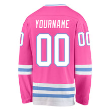 Load image into Gallery viewer, Custom Pink White-Light Blue Hockey Jersey
