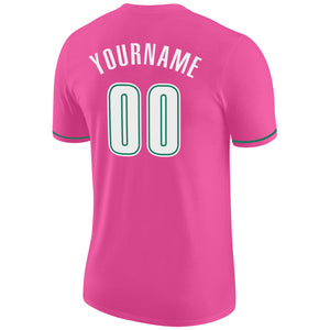 Custom Pink White-Kelly Green Performance T-Shirt