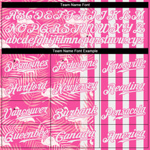 Load image into Gallery viewer, Custom Pink White 3D Pattern Design Tropical Palm Leaves And Famingo Authentic Baseball Jersey
