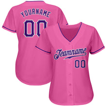 Load image into Gallery viewer, Custom Pink Purple-White Authentic Baseball Jersey
