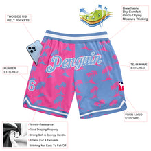 Load image into Gallery viewer, Custom Pink Light Blue-White 3D Pattern Design Palm Trees Authentic Basketball Shorts
