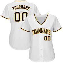 Load image into Gallery viewer, Custom White Black-Gold Baseball Jersey
