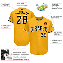 Load image into Gallery viewer, Custom Gold Black-White Baseball Jersey
