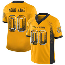 Load image into Gallery viewer, Custom Gold Black-White Mesh Drift Fashion Football Jersey
