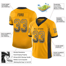 Load image into Gallery viewer, Custom Gold Black-White Mesh Drift Fashion Football Jersey
