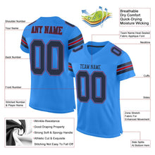 Load image into Gallery viewer, Custom Powder Blue Navy-Red Mesh Authentic Football Jersey - Fcustom
