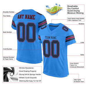 Custom Powder Blue Navy-Red Mesh Authentic Football Jersey - Fcustom