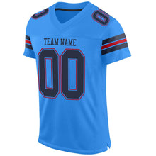 Load image into Gallery viewer, Custom Powder Blue Navy-Red Mesh Authentic Football Jersey - Fcustom
