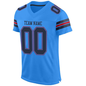 Custom Powder Blue Navy-Red Mesh Authentic Football Jersey - Fcustom