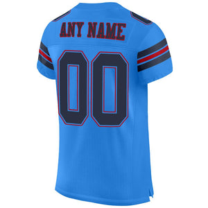 Custom Powder Blue Navy-Red Mesh Authentic Football Jersey - Fcustom