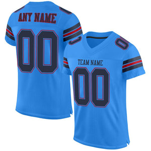 Custom Powder Blue Navy-Red Mesh Authentic Football Jersey - Fcustom