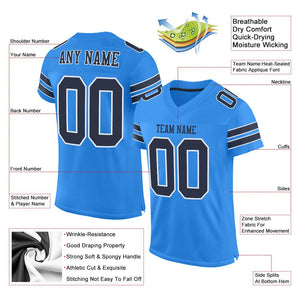 Custom Powder Blue Navy-White Mesh Authentic Football Jersey - Fcustom