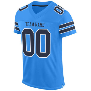 Custom Powder Blue Navy-White Mesh Authentic Football Jersey - Fcustom