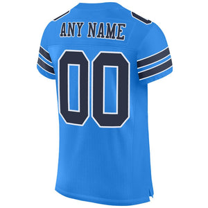 Custom Powder Blue Navy-White Mesh Authentic Football Jersey - Fcustom