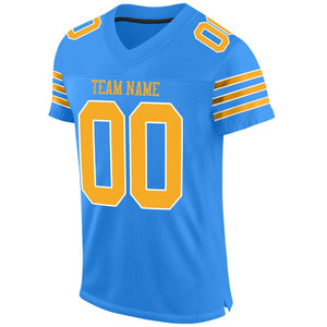 Custom Powder Blue Gold-White Mesh Authentic Football Jersey - Fcustom