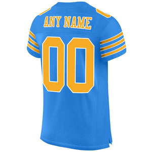 Custom Powder Blue Gold-White Mesh Authentic Football Jersey - Fcustom