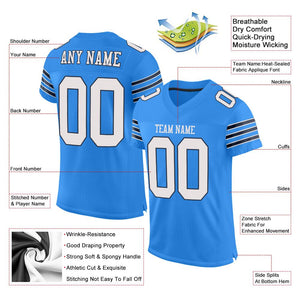 Custom Powder Blue White-Navy Mesh Authentic Football Jersey - Fcustom