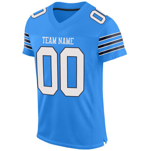 Custom Powder Blue White-Navy Mesh Authentic Football Jersey - Fcustom