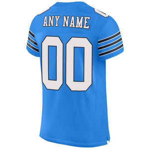 Custom Powder Blue White-Navy Mesh Authentic Football Jersey - Fcustom