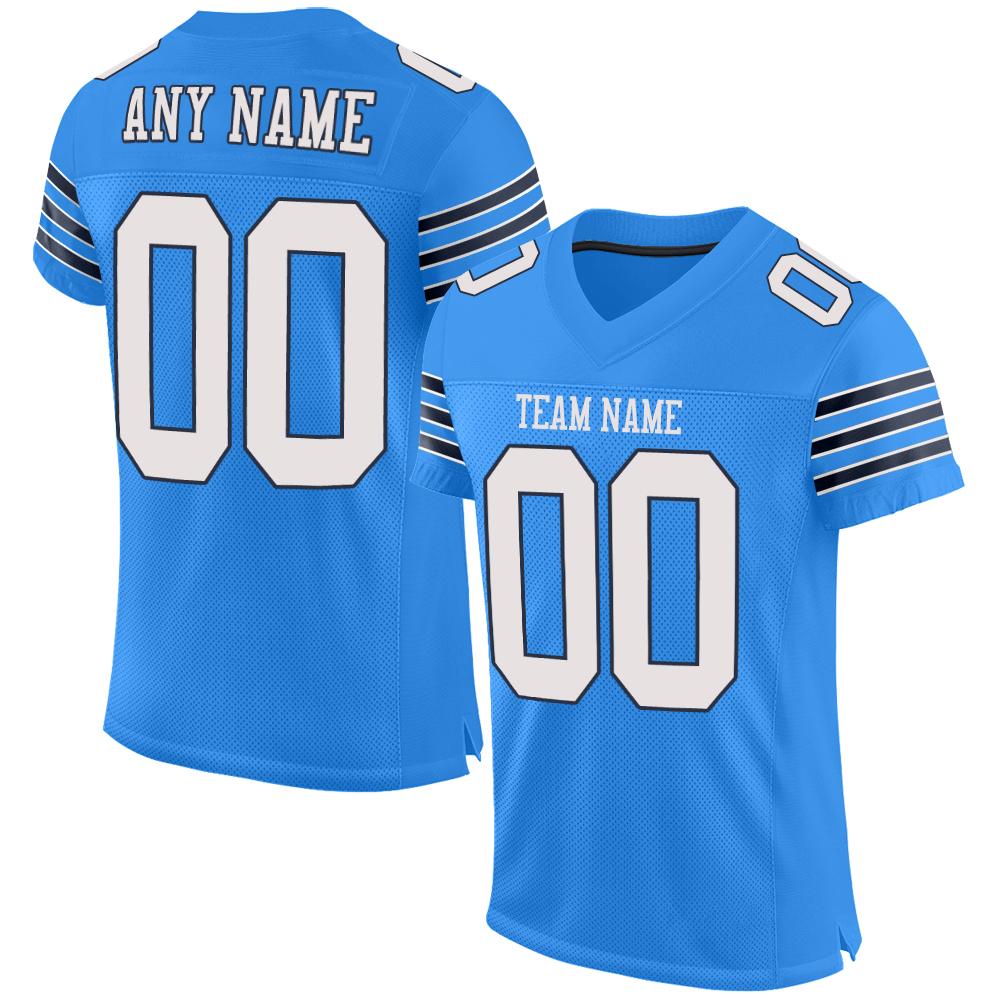 Custom Powder Blue White-Navy Mesh Authentic Football Jersey - Fcustom