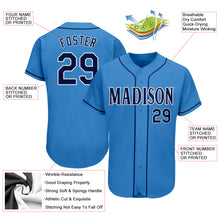 Load image into Gallery viewer, Custom Powder Blue Navy-White Authentic Baseball Jersey
