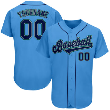 Custom Powder Blue Navy-Teal Authentic Baseball Jersey