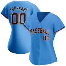 Load image into Gallery viewer, Custom Powder Blue Black-Orange Authentic Baseball Jersey

