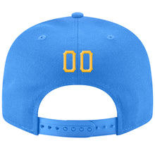 Load image into Gallery viewer, Custom Powder Blue Gold-White Stitched Adjustable Snapback Hat
