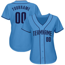 Load image into Gallery viewer, Custom Powder Blue Navy Authentic Baseball Jersey
