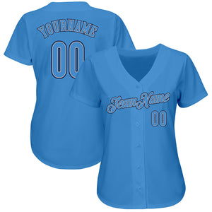 Custom Powder Blue Powder Blue-Navy Authentic Baseball Jersey
