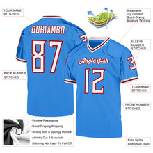 Load image into Gallery viewer, Custom Powder Blue White-Red Mesh Authentic Throwback Football Jersey
