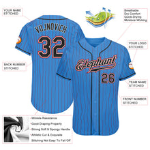 Load image into Gallery viewer, Custom Powder Blue Red Pinstripe Black-White Authentic Baseball Jersey
