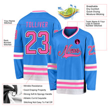 Load image into Gallery viewer, Custom Powder Blue Pink-Black Hockey Jersey
